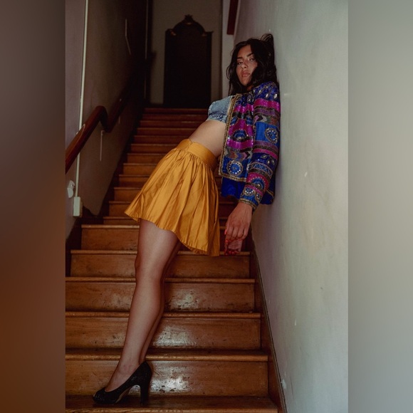 AMUR Tami Pleated Skort Shorts Turmeric Gold size 8 - Picture 14 of 16